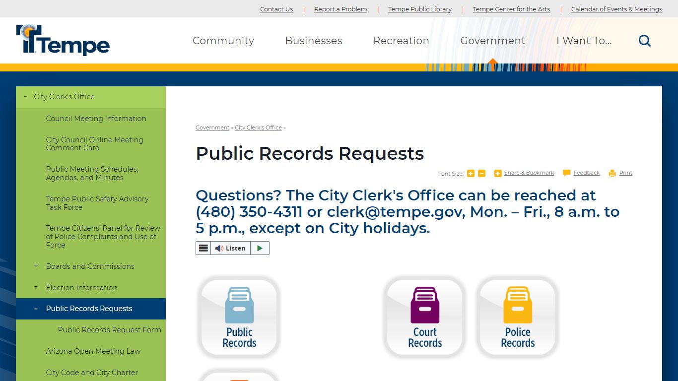 Public Records Requests | City of Tempe, AZ